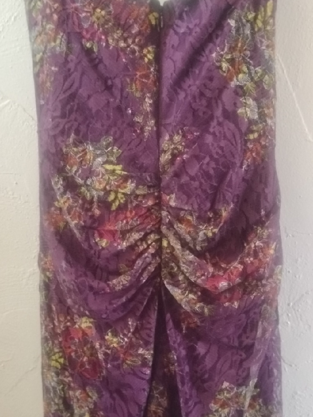 Laundry By Shelli Segal Evening Formal Mesh Purple Floral Strapless Sz 6 Mint - Picture 8 of 8